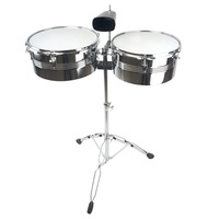 Timbal Drum Set 13" 14" Steel Timbales drums with Stand and Cowbell