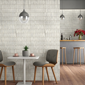 KITKAT SOFT SNOW Carreaux muraux en céramique brillants de qualité supérieure |   Design élégant blanc à texture linéaire |   100×300mm - Product Image 1