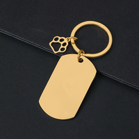 Ywyougang Personalisierter Haustier-Anhänger Schlüsselanhänger, Edelstahl Blanko Hunde-ID-Tag mit Pfoten-Charm, Lasergravierbarer Individueller Schlüsselring