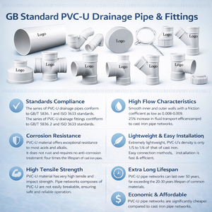 Raccordi per Drenaggio in PVC UPVC di Alta Qualità, Gomito <span class=keywords><strong>a</strong></span> 90°, Connettore per Tubo di Ispezione, Presa per Saldatura, Superficie Liscia, Vetro di Ispezione - Product Image 2