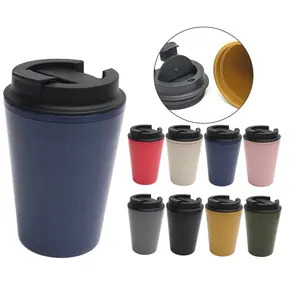 Beauchy 350ml फैशन सरल पुन: प्रयोज्य प्लास्टिक गिलास पीपी कॉफी मग प्लास्टिक फ्लिप शीर्ष ढक्कन के साथ गेहूं के भूसे कॉफी कप