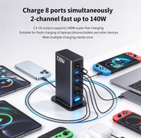 Adaptor Daya Canggih Stasiun Pengisian Daya Multifungsi Multi Port USB 720w Pengisi Daya Gan Dudukan Desktop dengan Pengisi Daya