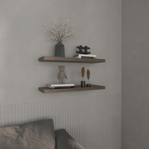 Floating <b>Shelves</b> 1.50 In H 2 <b>Shelves</b> Walnut <b>Wall</b> <b>Mount</b> Display <b>Shelf</b> - Product Image 1
