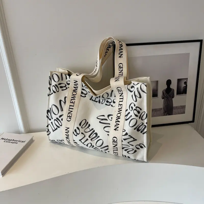 Lässige Umhängetasche mit großer Kapazität New Canvas Gentle Woman Tote Bag