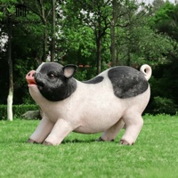 Estatua de Cerdo Grande de FRP, Escultura de Animal Realista para Jardín, Parque, Granja, Resort, Decoración de Paisaje Exterior