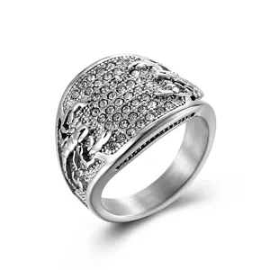Nhẫn thép titan 17.1mm bạc đen đúc kim cương cổ điển đặt Bọ Cạp động vật nam thép không gỉ nhẫn Nhẫn ngón tay 732
