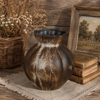 Vase à fleurs en céramique rustique Jossin Wabi-Sabi avec finition texturée marron pour la table du salon, la décoration de la maison et les arrangements floraux