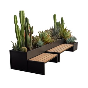 Panca da esterno in acciaio Corten con fioriera integrata, seduta per parchi e spazi pubblici e commerciali - Product Image 4