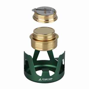STARCAMP ミニ ポータブル アウトドア キャンプ用アルコールストーブ 軽量真鍮製スピリットバーナー アルミスタンド付き バックパッキング BBQ用 - Product Image 2