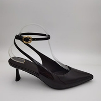 Chaussures de soirée noires à talons hauts pour femmes, en velours, à bout pointu, avec broche en strass et cristaux, vente en gros OEM