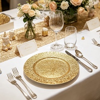 Assiettes de Présentation Dorées en Plastique de Luxe Tendance pour Mariages et Événements – Vente en Gros
