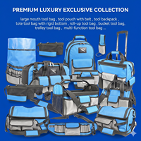 Sac à outils de grande capacité résistant à l'eau en Oxford bleu gris, collection pour électriciens et charpentiers, entièrement personnalisable