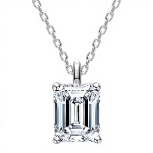Collier pendentif en moissanite, 1-2 carats, couleur D et sans défaut, chaîne en argent sterling réglable 40+2+3 mm - Product Image 1