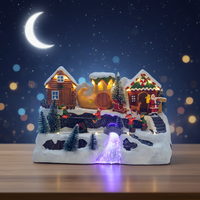 Maisons de Village de Noël MELODY LED en Résine, Décoration de Noël 2024 avec Mouvement Musical et Balançoire, 29x19x19 cm, Utilisation Intérieure, Vente en Gros