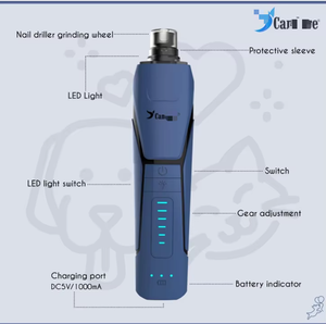 Ponceuse à griffes pour chien OEM 2026 Candure, jusqu'à 6 vitesses, pour chiens et chats de petite, moyenne et grande taille, faible bruit, rechargeable, 360° °   Lumière LED - Product Image 1