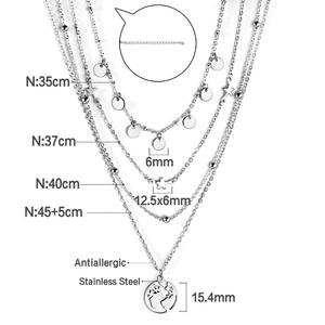 Collar con Colgante de Acero Inoxidable Plateado, Diseño Nuevo y Exquisito 2022, con Cuatro Cadenas y Estrella Tierra, Joyería Popular Brillante - Product Image 3