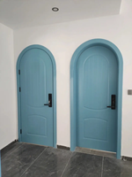 Porte en acajou de style américain en forme d'arche, dessus arrondi, porte simple en acajou massif, dessus arrondi, porte en bois massif