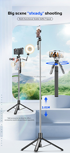 C07 Venta caliente 360 Rotación Equipo de podcast de mano Soporte de teléfono <span class=keywords><strong>celular</strong></span> Soporte de trípode Expansión <span class=keywords><strong>2</strong></span> <span class=keywords><strong>metros</strong></span> trípode selfie stick - Product Image 2