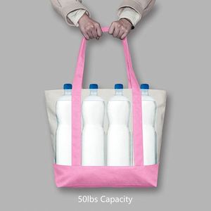 Sac fourre-tout en toile de coton premium rose avec logo imprimé personnalisé - Product Image 2