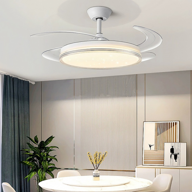 High Quality Modern 3CCT Dimmable 42 Inch 6 Speeds Choice BLDC Motor Smart Led Invisible Ceiling Fan with Light and Remote