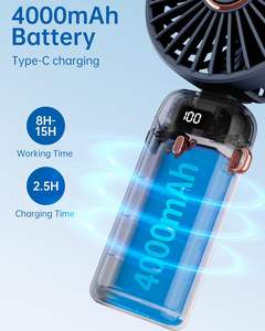 Ventilateur de poche pliable électrique personnel à affichage numérique Batterie Usb Charge Handy Pocket Pliable Rechargeable Portable Fan Mini - Product Image 4