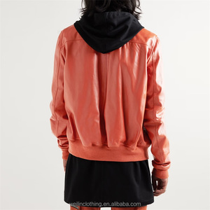 Coupe-vent personnalisé, blouson court et court en cuir <span class=keywords><strong>orange</strong></span> pour hommes - Product Image 3
