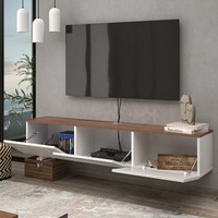 Meuble TV mural flottant en bois blanc moderne en gros, console multimédia jusqu'à 80 pouces pour salon