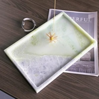Luxe Poli Calacatta Marbre Plateau De Service Rectangle Naturel Étanche Marbre Décoratif Alimentaire Fruits Bijoux Plateau Villa