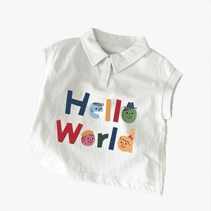 Tenue polo pour enfants 100% coton sans manches, vêtements d'été, nouveaux tops tendance pour garçons et filles, logo personnalisable, tops polo - Product Image 1