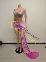 Robes de soirée roses en diamant Ocstrade Fashion, robe de cocktail courte, robe sexy à paillettes et strass pour femmes, robe de fête, robe de club