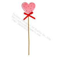 Décoration de jardin en bois en forme de cœur pour la Saint-Valentin, piquet décoratif en forme de cœur, pour pot de fleurs, gâteau, plante, avec nœud rouge, 3,5x13cm