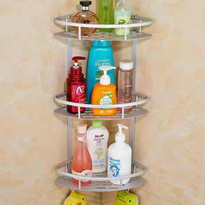 1/2/3 couches triangulaire coin organisateur étagères <span class=keywords><strong>mural</strong></span> en aluminium cuisine salle de bain shampooing cosmétique organisateur support - Product Image 4