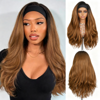 Perruque Bandeau Cheveux Bouclés Ondulés Texture Yaki 26 Pouces Longue avec Mèches 1B/30 en Fibre Premium Prête à l'Expédition