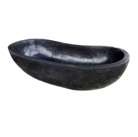 Baignoire autoportante Bali moderne, finition polie, taille personnalisée, utilisation intérieure/extérieure, ovale, écologique, avec accoudoirs, drain et coin de douche pour villa