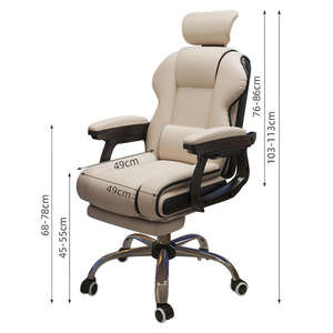 <span class=keywords><strong>Fauteuil</strong></span> <span class=keywords><strong>de</strong></span> <span class=keywords><strong>Bureau</strong></span> Ergonomique en Cuir Personnalisé <span class=keywords><strong>avec</strong></span> <span class=keywords><strong>Repose</strong></span>-Pieds, Base Métallique Robuste, Pivotant, <span class=keywords><strong>Inclinable</strong></span> et Basculant - Product Image 6
