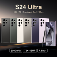 Smartphone 5G S24 Ultra 16GB+1TB Android 14 5G LTE CDMA Gaming 108MP Quad Core OLED 120Hz Pantalla 2K Batería de 8000mAh Doble SIM