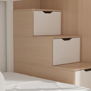 Cama litera tipo casa en el árbol personalizable con ventana, escalera de almacenamiento, barandillas, cama infantil todo en uno para dormir, jugar y guardar - Product Image 4