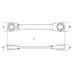 BETA - 001950614 Clés à anneau bi-hexagonales plates à double extrémité chromées à cliquet (multi-pack) - EAN 8014230735917 WRENCHES - Product Image 2