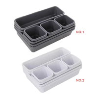 Ensemble de 8 organiseurs de tiroirs de bureau modulaires, bacs de rangement en plastique personnalisables pour fournitures de bureau et accessoires technologiques
