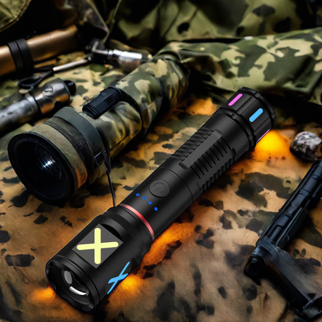 High-Powered Super Bright Tactical Flashlight Glows in Dark Rechargeable Zoomable Waterproof Falshlights for Outdoor Use
