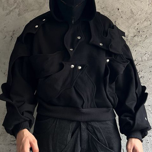 <span class=keywords><strong>Felpa</strong></span> con Cappuccio da Uomo DIZNEW, Personalizzabile, Alta Qualità, Lavaggio Nero, 500 Gsm, Stile Baggy - Product Image 2