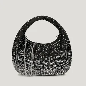 Luxe Sprankelende Avondhandtas Unieke Aangepaste Glitter Diamant Portemonnees Dames Sterrengradiënt Strass Hobo Tas Voor Feest