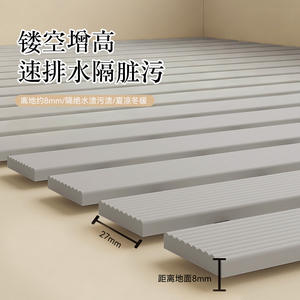 Sky PVC Bathroom Mat Rectangle <b>Light</b> Gray Anti-Slip Water Resistant <b>Shower</b> Floor Mat Minimalist Design - Product Image 4