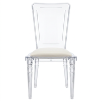 Chaise Ghost empilable en polycarbonate avec assise en velours rembourrée et structure démontable pour banquets et cafés modernes