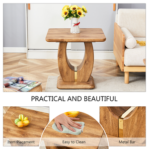 Durable Modern Wood Texture Sticker-Patterned MDF Square Coffee <b>Table</b> for Living Room Furniture - Product Image 5