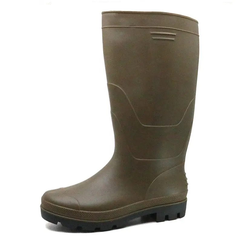 สีน้ำตาล Anti Slip น้ำมันกรดด่างสารเคมีน้ำเหล็ก Toe Puncture Proof Pvc Rain Boots