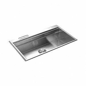 Fregadero de cocina satinado cepillado 860x520mm de un solo tazón de acero inoxidable SUS304 con purificador extraíble, soporte para cuchillos, de empotrar, incluye grifo - Product Image 1