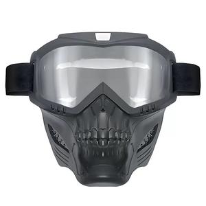 Masque de moto rétro intégré avec lunettes de protection pour le vent et le miroir - Product Image 3