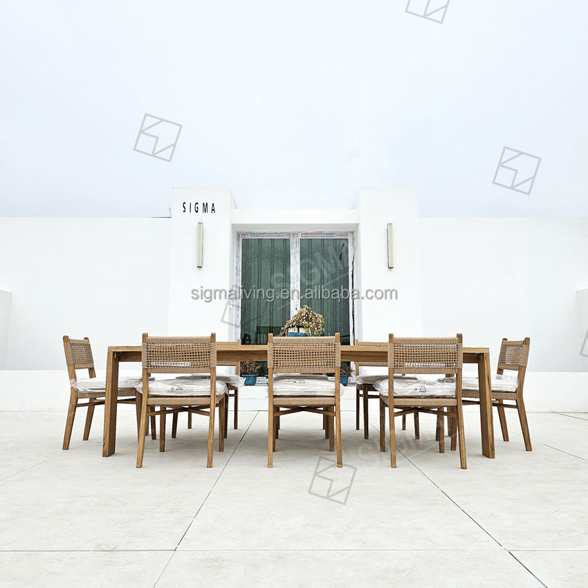 2025 Luxury Modern Teak Wood Outdoor Dining Table and Chair Set 6 8 10 Seat Foldable for Patio Garden Hotel Park Entry