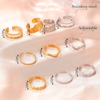Nouvelle Bague Ouverte Tendance Ondulée Courbe Géométrique Minimaliste en Acier Inoxydable, Bijou Polyvalent pour Automne Hiver